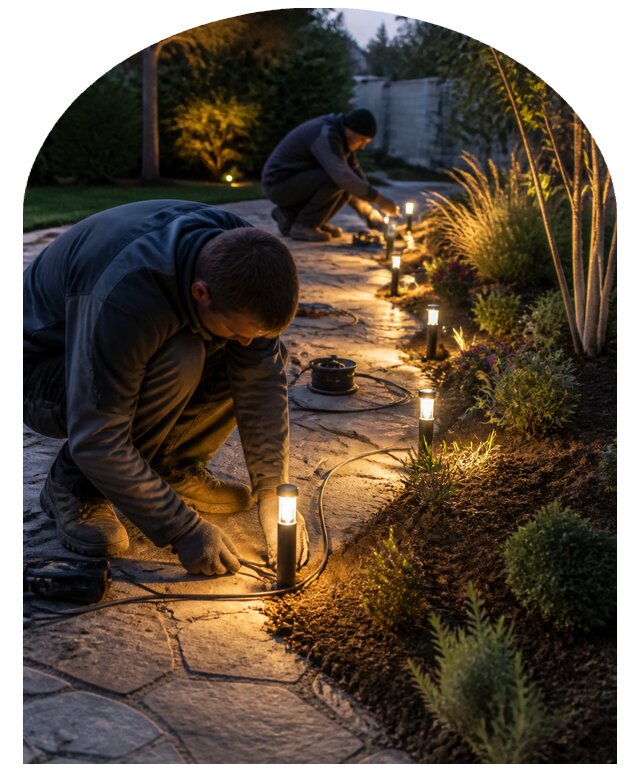 Подсветка садовых дорожек и тропинок на участке в Владикавказе